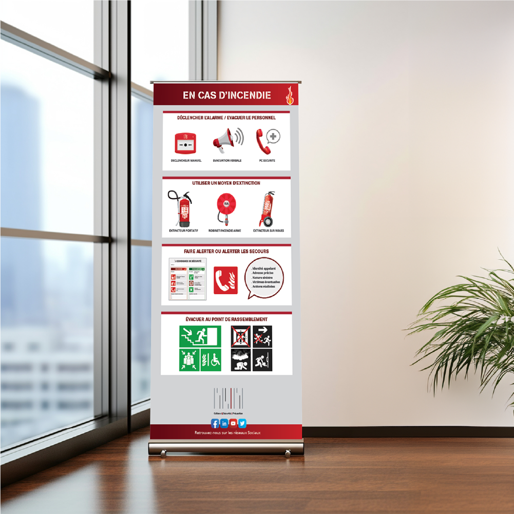 Roll-up consigne incendie en entreprise, réalisé par Edition Securite Prevention